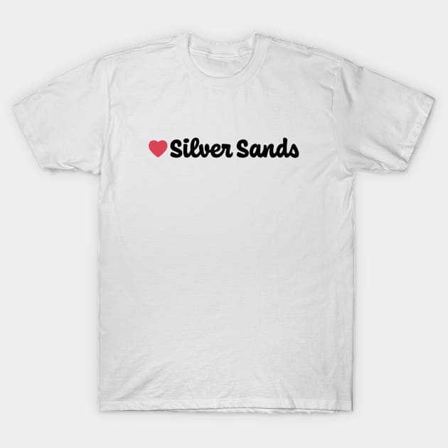 Silver Sands Heart Script T-Shirt by modeoftravel